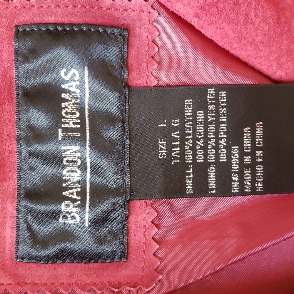 Vintage Red Suede Leather Blazer Jacket Women's Large 100% Genuine Shacket LARGE - Picture 13 of 14